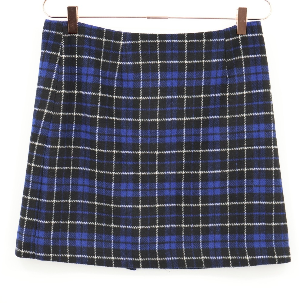 mo:vint Plaid Mini Skirt Womens M Blue Preppy Alt Grunge Academia Classic Trendy